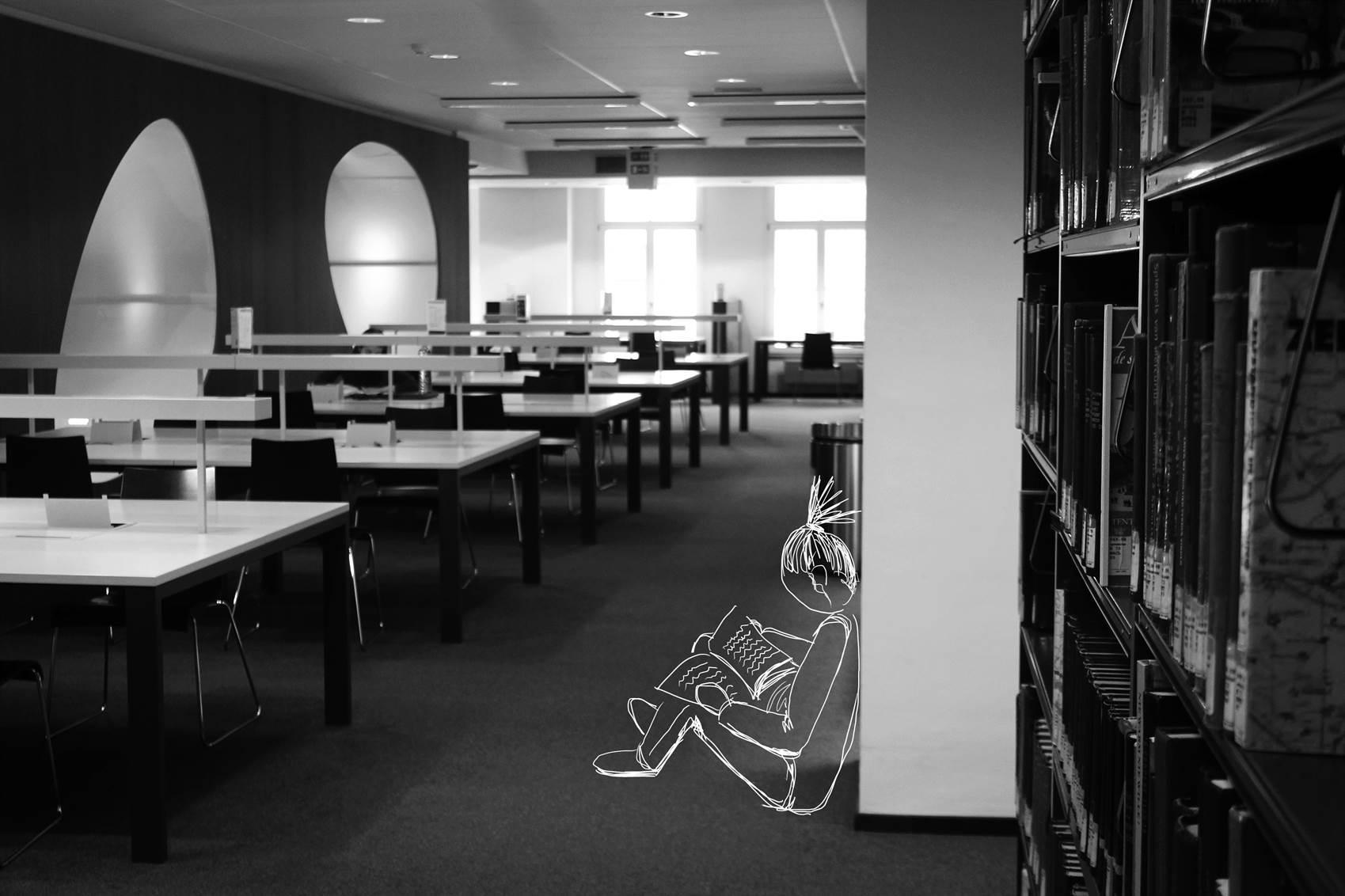 studeren in de bibliotheek (© Natasja Van Looveren en Stine Moons | dwars))