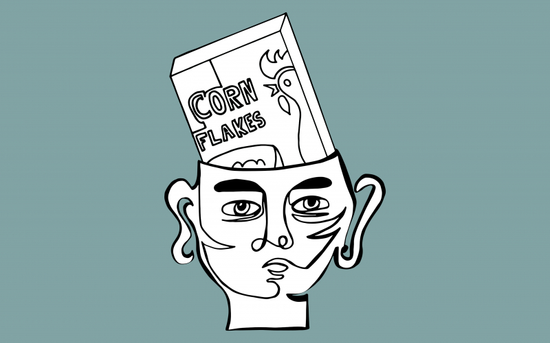 cornflakes helpen een handje (© Camille Van Landegem | dwars)
