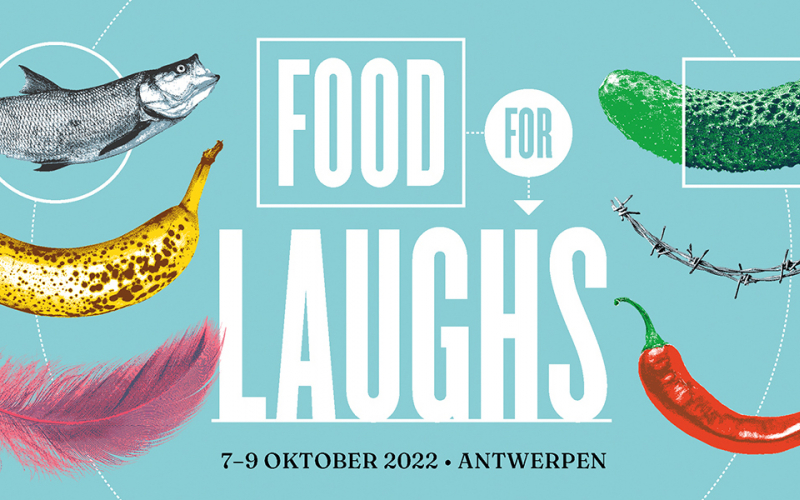 poster van het evenement 'Food for Laughs'